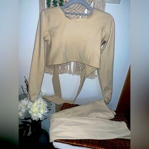 Two piece light yellow workout set